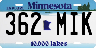 MN license plate 362MIK