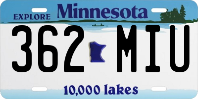 MN license plate 362MIU