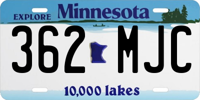 MN license plate 362MJC