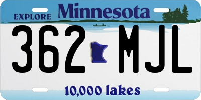 MN license plate 362MJL