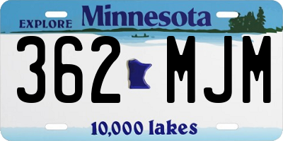 MN license plate 362MJM