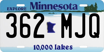 MN license plate 362MJQ