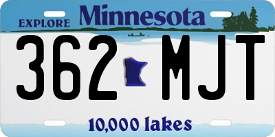MN license plate 362MJT