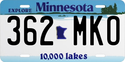 MN license plate 362MKO