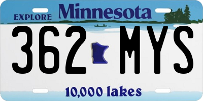 MN license plate 362MYS