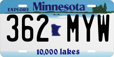 MN license plate 362MYW