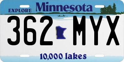 MN license plate 362MYX