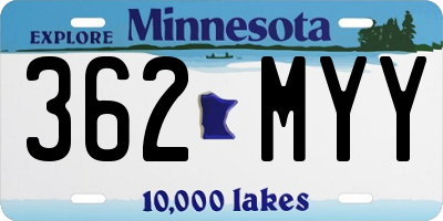 MN license plate 362MYY