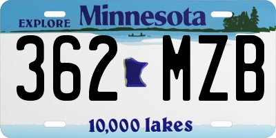 MN license plate 362MZB