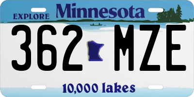 MN license plate 362MZE
