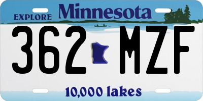 MN license plate 362MZF