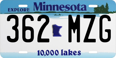 MN license plate 362MZG