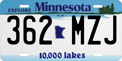 MN license plate 362MZJ