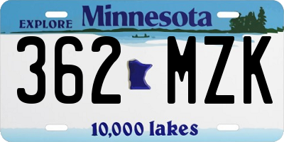 MN license plate 362MZK