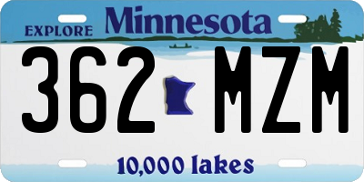 MN license plate 362MZM