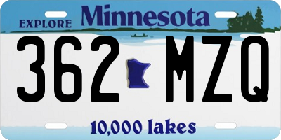 MN license plate 362MZQ