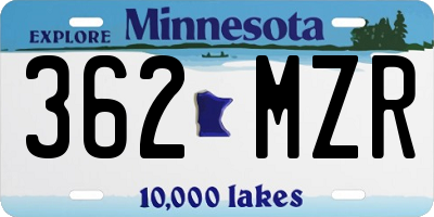 MN license plate 362MZR