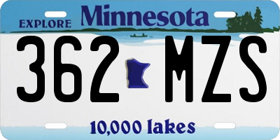 MN license plate 362MZS