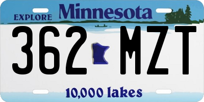 MN license plate 362MZT