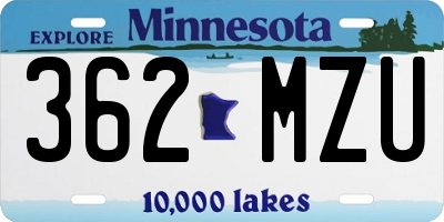 MN license plate 362MZU