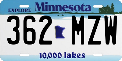 MN license plate 362MZW