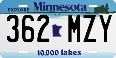 MN license plate 362MZY