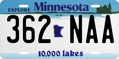 MN license plate 362NAA