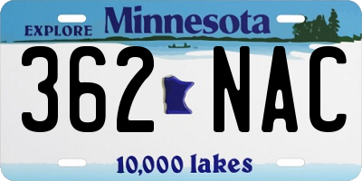 MN license plate 362NAC