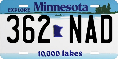 MN license plate 362NAD