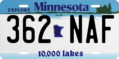 MN license plate 362NAF