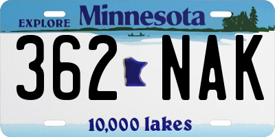 MN license plate 362NAK