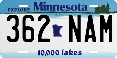MN license plate 362NAM