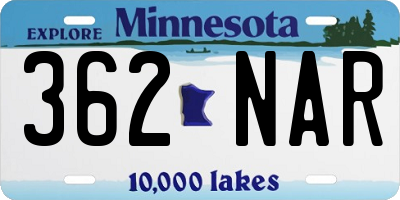 MN license plate 362NAR