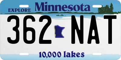 MN license plate 362NAT