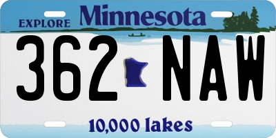 MN license plate 362NAW