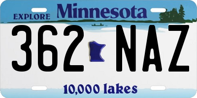 MN license plate 362NAZ