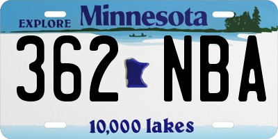 MN license plate 362NBA