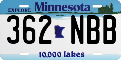 MN license plate 362NBB