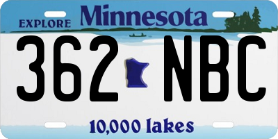 MN license plate 362NBC