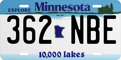 MN license plate 362NBE