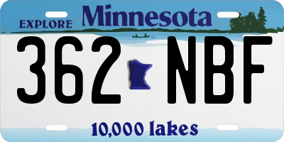 MN license plate 362NBF