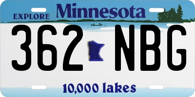 MN license plate 362NBG