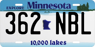MN license plate 362NBL