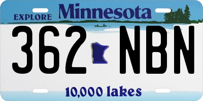 MN license plate 362NBN