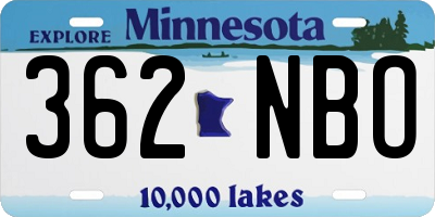MN license plate 362NBO