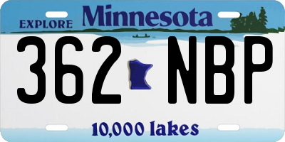 MN license plate 362NBP