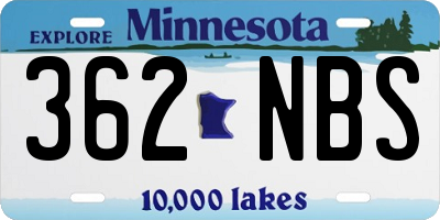 MN license plate 362NBS
