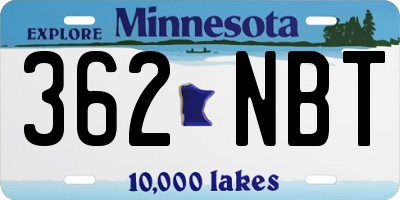 MN license plate 362NBT