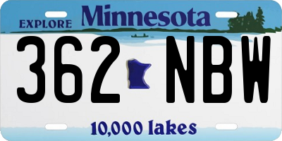 MN license plate 362NBW
