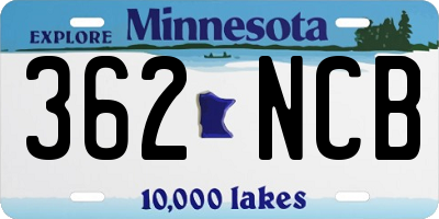 MN license plate 362NCB